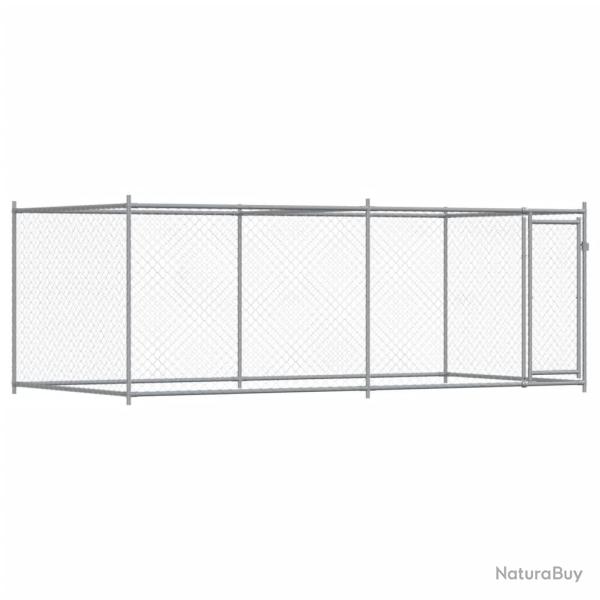 Cage pour chien avec porte 4 x 2 x 1,5 m acier galvanis� gris 02_0041619