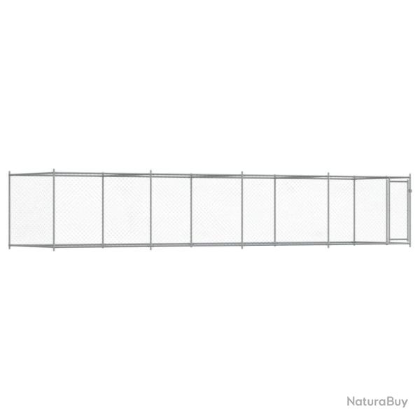 Cage pour chien avec porte 8 x 2 x 1,5 m acier galvanis� gris 02_0041621