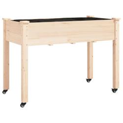 Jardini&egrave;re bac lit sur&eacute;lev&eacute; plantes fleurs terrasse jardin sur roues avec doublure 118 x 59 x 80 cm