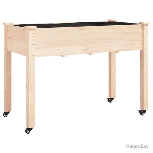 Jardini�re bac lit sur�lev� plantes fleurs terrasse jardin sur roues avec doublure 118 x 59 x 80 cm