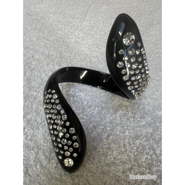 Bracelet cristaluna serpenti en cristal acrylique noir swarovski 401 776 00 neuf