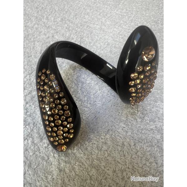 Bracelet cristaluna serpenti en cristal acrylique noir swarovski 401 776 18 neuf