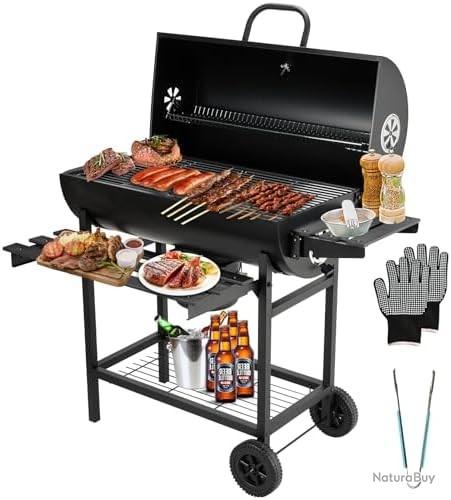 Chariot de barbecue au charbon de bois Arnad 105 x 135 x 48 cm noir casa.pro