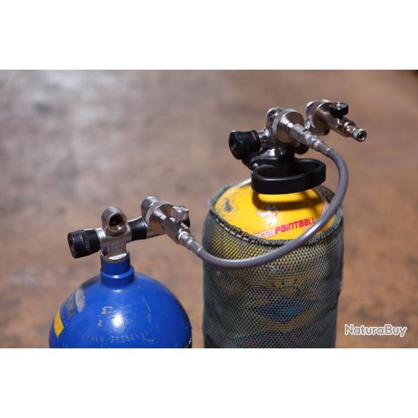 Raccord lyre Doube DIN - Jonction 2 bouteilles plong�e + Purge