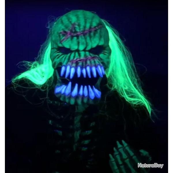 Masque Latex Halloween Bone Crusher Reactif UV Vert