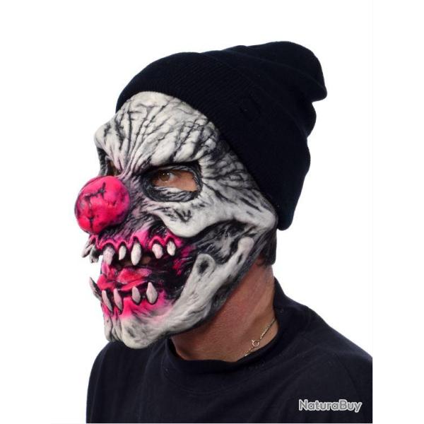 Masque Latex Halloween Bones Evil Clown Reactif UV