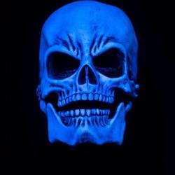 Masque Latex Halloween Squelette R&eacute;actif UV Blanc