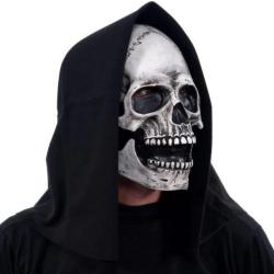 Masque Latex Halloween Grim Skeleton Reaper R&eacute;actif UV Blanc
