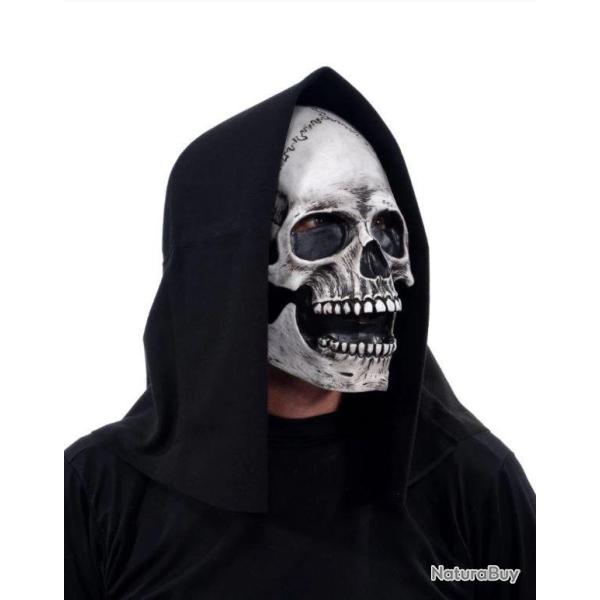 Masque Latex Halloween Grim Skeleton Reaper R�actif UV Blanc