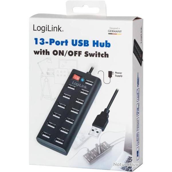 Chargeur HUB USB Logilink 13 Slots + switch - Batterre LiPo GelBall