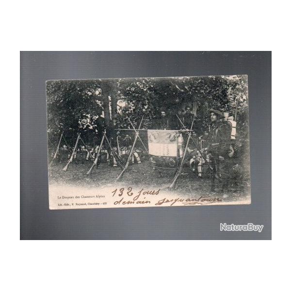 le drapeau des chasseurs alpins utilis�e carte de p�re cent cpa