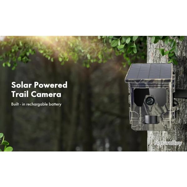 Cam�ra Chasse Panneau Solaire 30MP 2K Vision Nocturne Infrarouge Etanche Enregistreur Photo Video