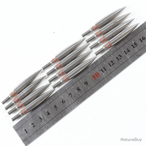 12 Pointes d'entrainement � visser en acier inoxydable pour tir � l'arc. 175 grains