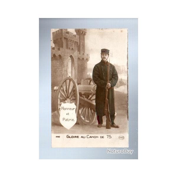 carte postale patriotique gloire au canon de 75 cpa