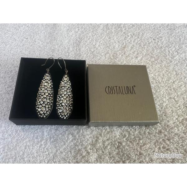 boucles d oreilles larme transparentes en cristal acrylique swarovski neuf 300 287 00