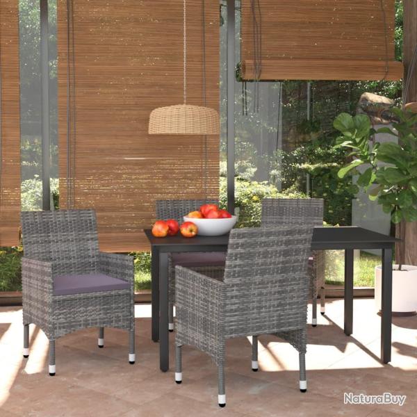 Ensemble � manger de jardin coussins 5pcs R�sine tress�e Gris