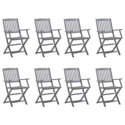 Chaises pliables d'ext&eacute;rieur lot de 8 et coussins Bois d'acacia