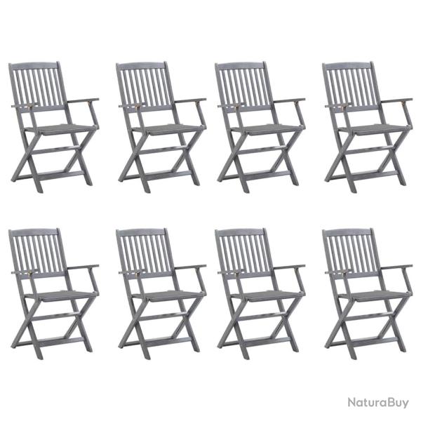 Chaises pliables d'extrieur lot de 8 et coussins Bois d'acacia