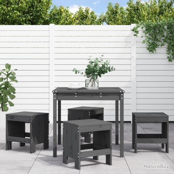 Ensemble � manger de jardin 5pcs gris bois massif de pin