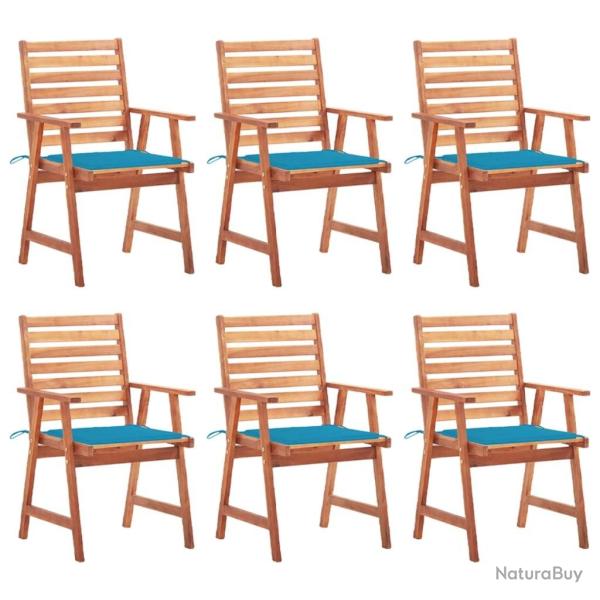 Chaises � manger d'ext�rieur lot de 6 et coussins Acacia massif
