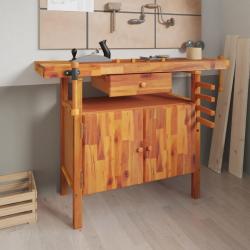 &Eacute;tabli avec tiroir et &eacute;taux 124 x 52 x 83 cm Bois massif d'acacia
