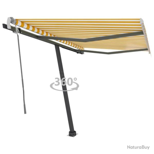 Auvent manuel r�tractable sur pied 350x250 cm Jaune/blanc