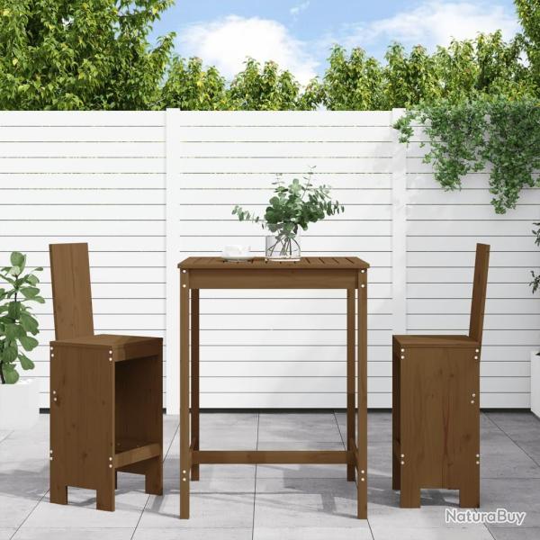 Ensemble de bar de jardin 3 pcs marron miel bois pin massif