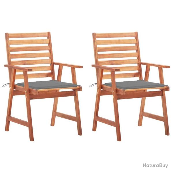 Chaises � manger d'ext�rieur lot de 2 et coussins Acacia massif