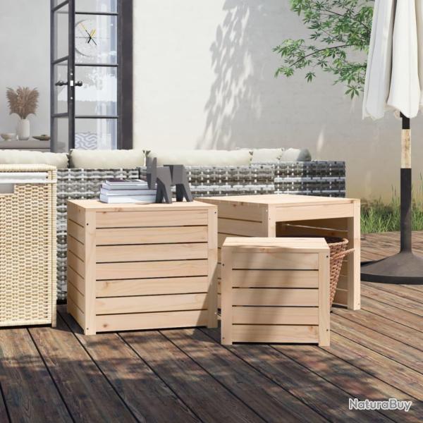 Ensemble de botes de jardin 3 pcs bois de pin massif