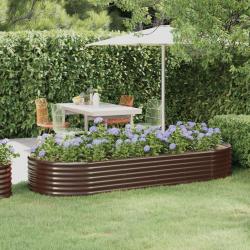Lit sur&eacute;lev&eacute; de jardin Acier enduit de poudre marron