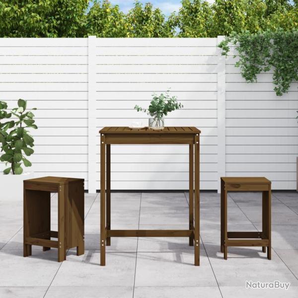 Ensemble de bar de jardin 3 pcs marron miel bois pin massif