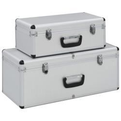 Bo&icirc;tes de rangement 2 pcs Argent&eacute; Aluminium