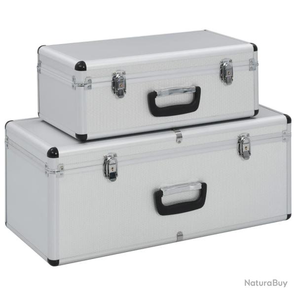 Bo�tes de rangement 2 pcs Argent� Aluminium