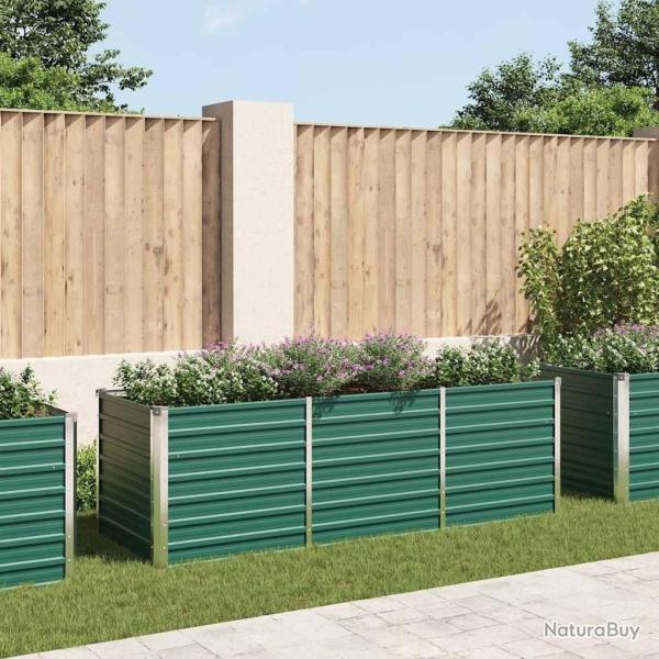 Lit sur�lev� de jardin Acier galvanis� 240x80x77 cm Vert