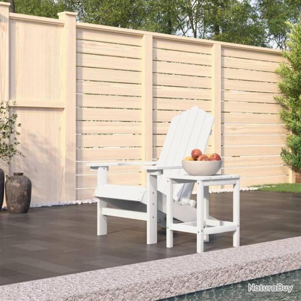 Chaise de jardin Adirondack avec table PEHD Blanc