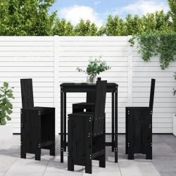 Ensemble de bar de jardin 5 pcs noir bois de pin massif
