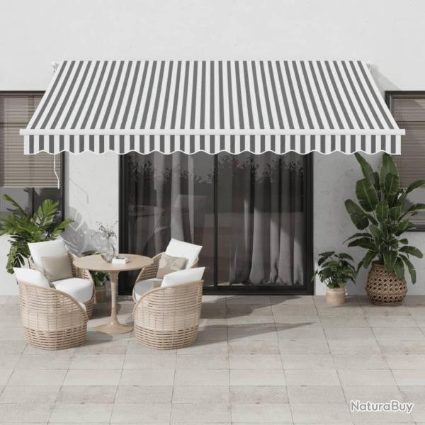 Auvent manuel r�tractable avec LED anthracite blanc 400x350 cm