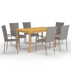 Ensemble &agrave; manger de jardin 7 pcs Gris