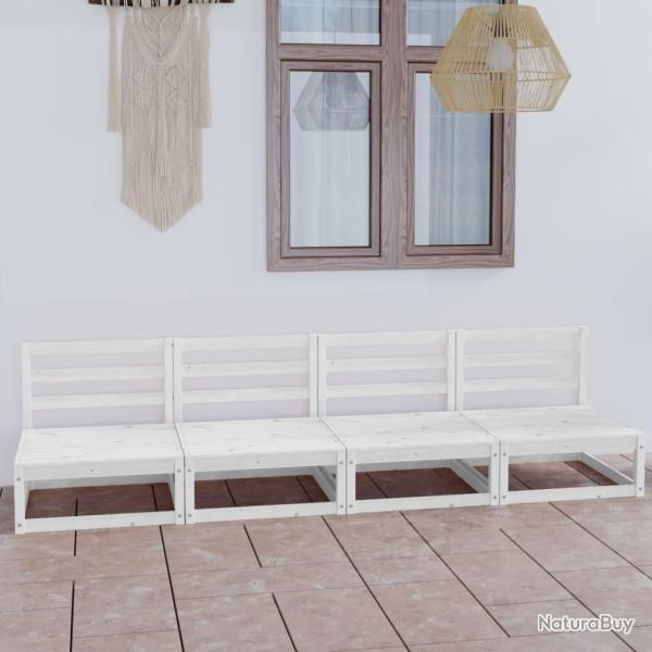 Canap� � 4 places de jardin Blanc Bois de pin solide