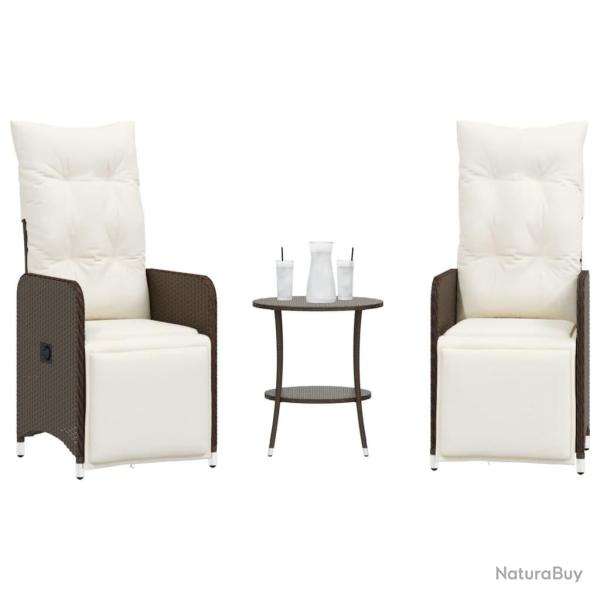 Chaises de jardin inclinables lot de 2 et table r�sine tress�e