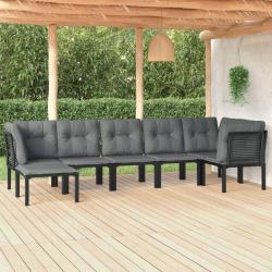 Salon de jardin 7 pcs noir et gris r&eacute;sine tress&eacute;e