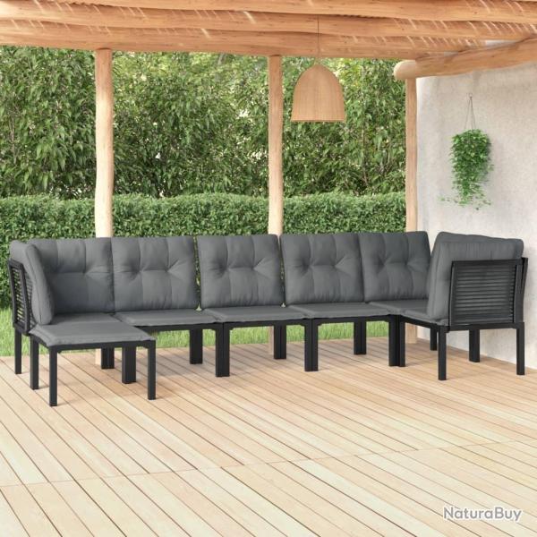 Salon de jardin 7 pcs noir et gris r�sine tress�e