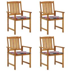Chaises de jardin avec coussins lot de 4 Bois d'acacia massif