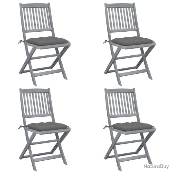 Chaises pliables d'ext�rieur lot de 4 et coussins Bois d'acacia
