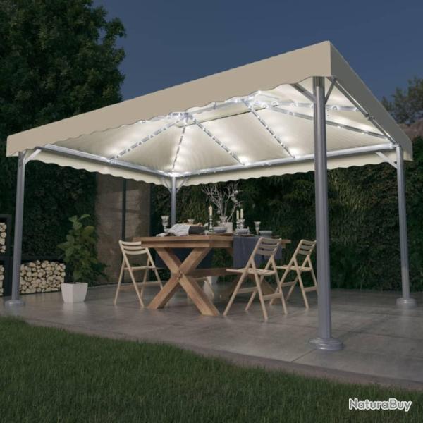 Tonnelle avec guirlande lumineuse � LED 4x3 m Cr�me Aluminium