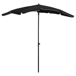Parasol de jardin avec m&acirc;t 200x130 cm noir