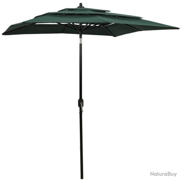 Parasol de jardin  3 niveaux avec mt en aluminium vert 2x2 m