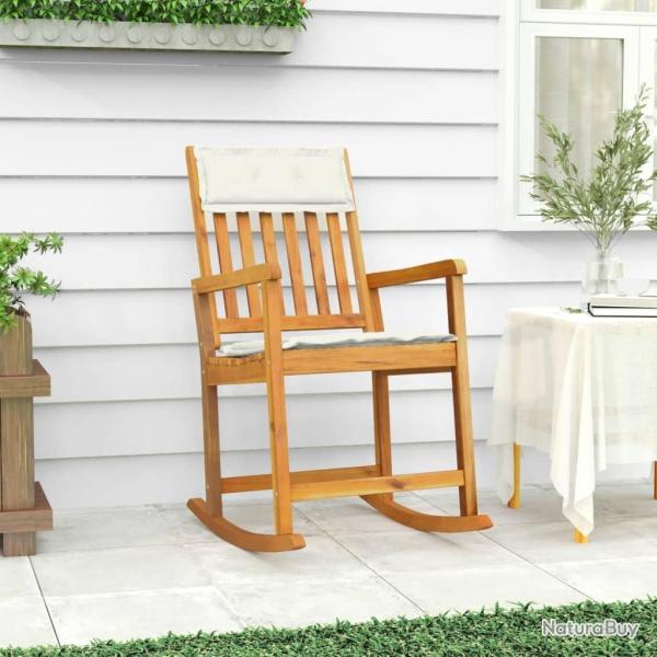 Chaise � bascule avec coussins bois massif d'acacia