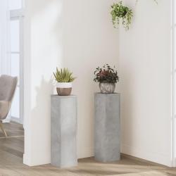 Supports pour plantes 2 pcs gris b&eacute;ton bois d'ing&eacute;nierie