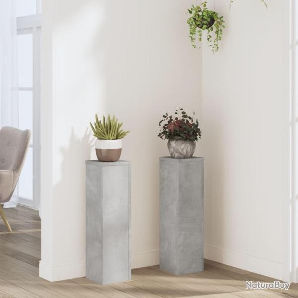 Supports pour plantes 2 pcs gris b�ton bois d'ing�nierie